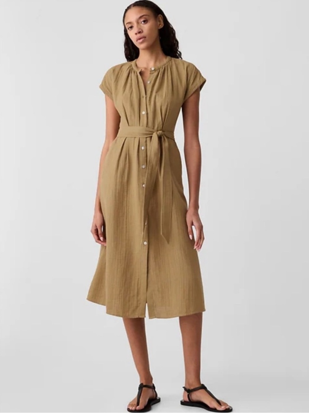 Gap Gauze Button Down Midi Dress, XS
